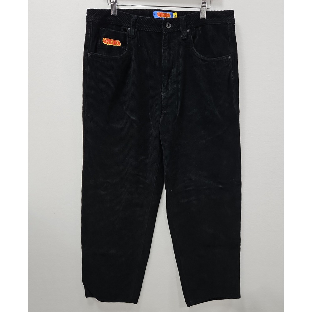 Empyre Relaxed Fit Corduroy Pants Mens 32 Black Skater Streetwear Baggy Straight